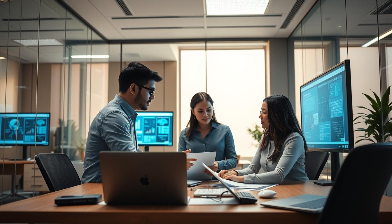 Business software development team collaboration